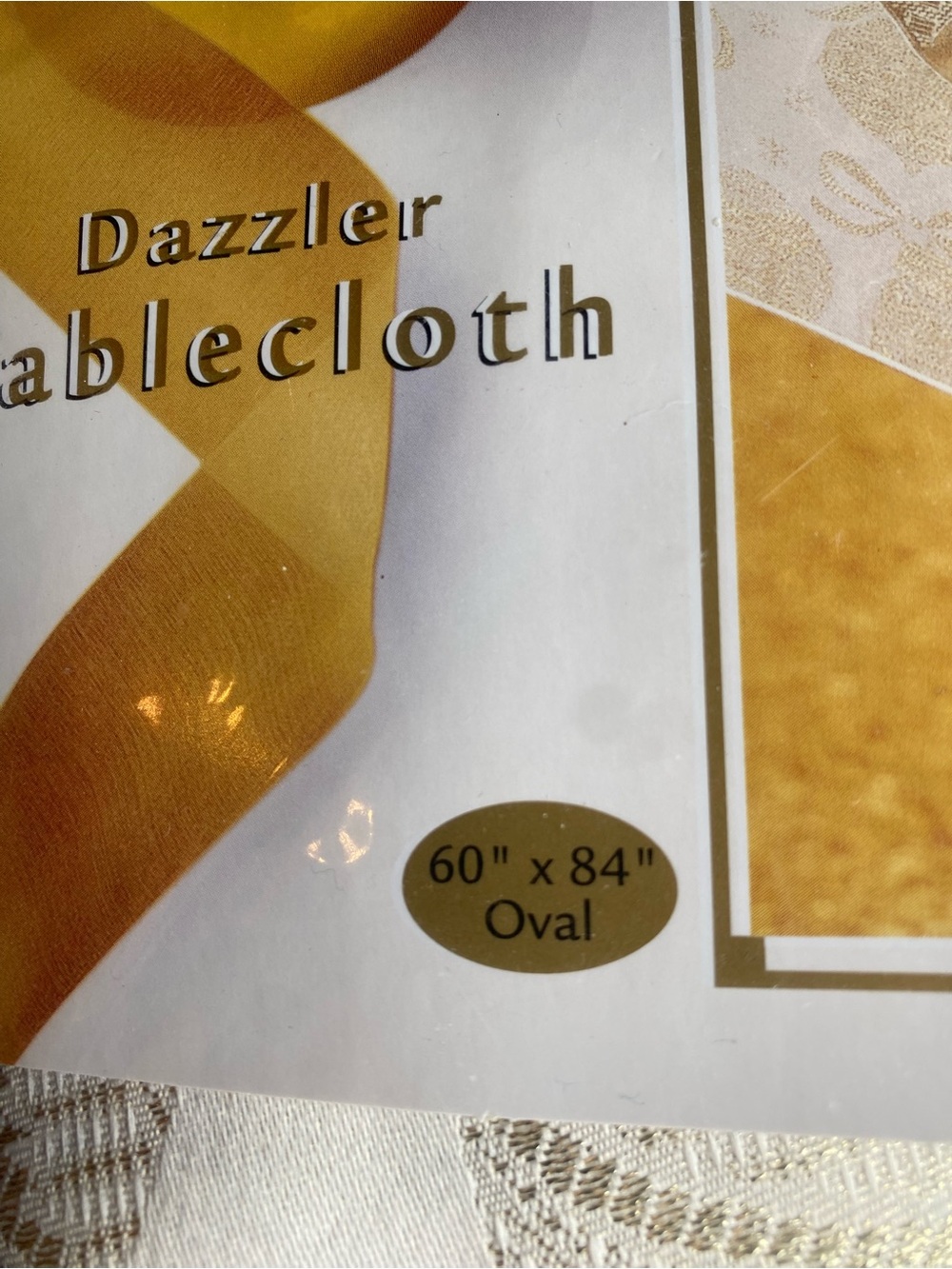 Cream & Gold Bow Pattern Tablecloth - Picture 3 of 6